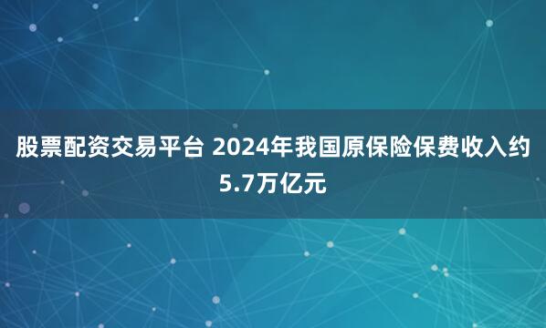 股票配资交易平台 2024年我国原保险保费收入约5.7万亿元