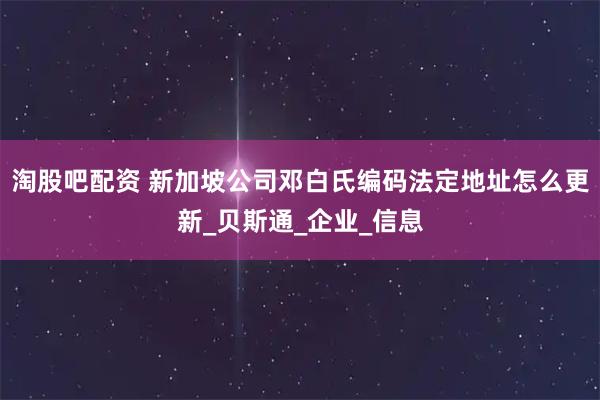 淘股吧配资 新加坡公司邓白氏编码法定地址怎么更新_贝斯通_企业_信息